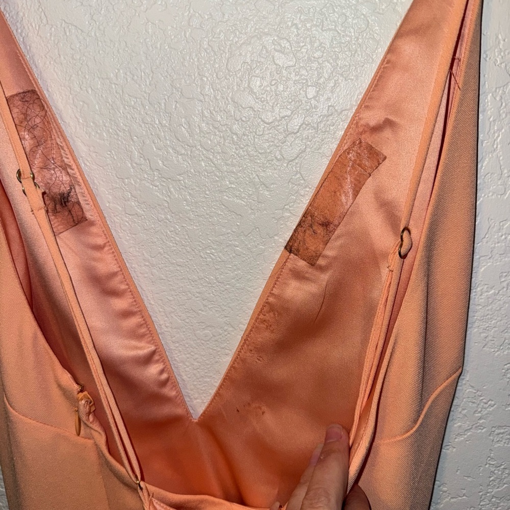 Lovers + Friends NIKOLA Revolve Apricot Orange V-Neck Midi Dress with Slits S - Picture 5 of 7